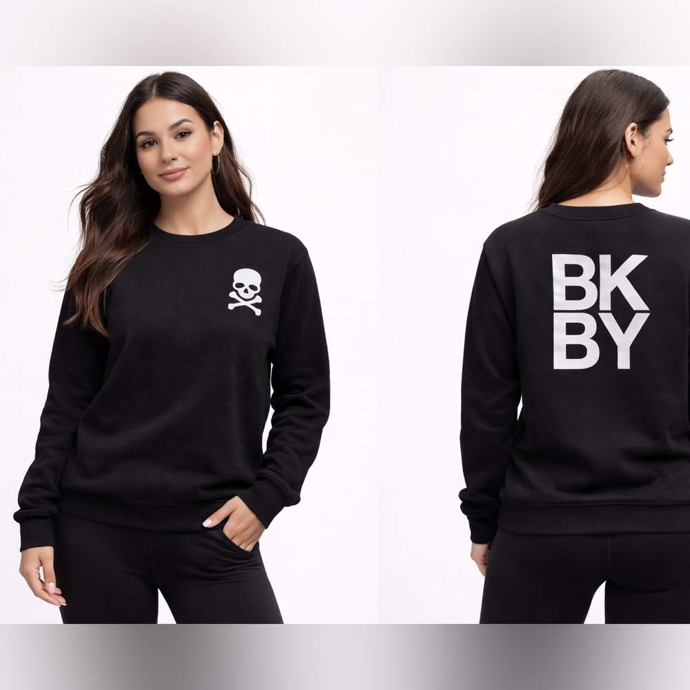 SoulCycle BKBY Skull Graphic Black Crewneck Sweatshirt Streetwear Athleisure